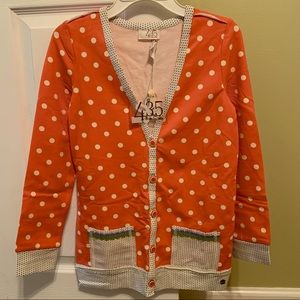 Matilda Jane coral polka dot cardigan, size 10